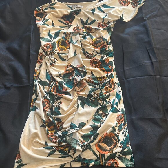 Guess Cream Floral Print Dress, Medium - Picture 5 of 5